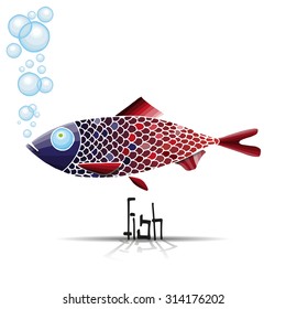 fish with colored scales drawn vector