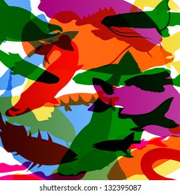 Fish colorful abstract pattern background illustration vector