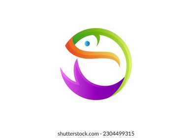 fish colorful gradient logo design