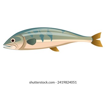 Fish of colorful set. This captivating image with a bright fish is beautifully rendered in a cartoon design against a clean white canvas, sure to spark your imagination. Vector illustration.