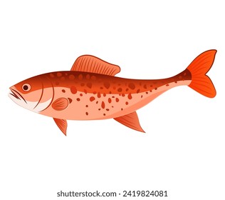 Fish of colorful set. This delightful illustration portray a vivid and lively fish in a playful cartoon design on a white background. Vector illustration.