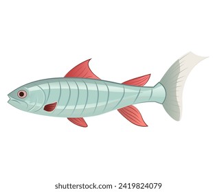 Fish of colorful set. In this enchanting illustration bright fish takes center stage with a captivating cartoon design against a pure white backdrop. Vector illustration.