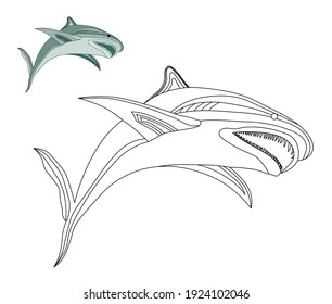 fish coloring book. Children's coloring is simple. BLACK WHITE FIGURE. ocean and sea. Marine life.