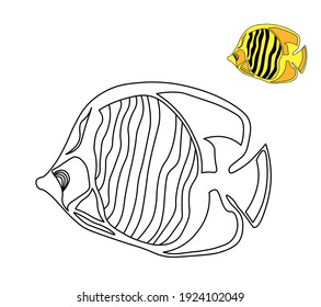 fish coloring book. Children's coloring is simple. BLACK WHITE FIGURE. ocean and sea. Marine life.