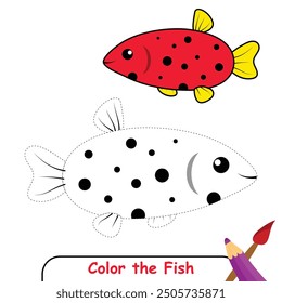 Fish coloring book for kids. kids coloring page. Fish vector illustration. for coloring, print, game, design