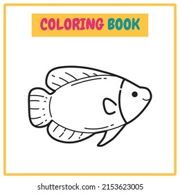Fish Coloring Book or Outline Vector Illustration