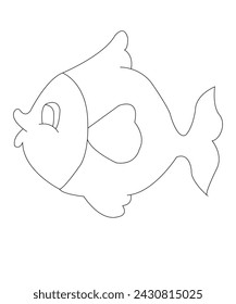 fish coloring book page for kids