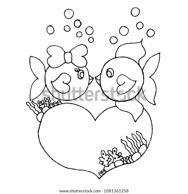 fishes kissing coloring pages