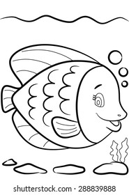 Fish coloring page. Animals cartoon. Fish outline