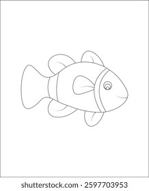 Fish coloring page |coloring book page | line art |vector art for kids and adults.