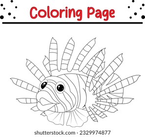 Fish coloring page. Cute Sea Animals Coloring book .Cartoon underwater animals black and white.