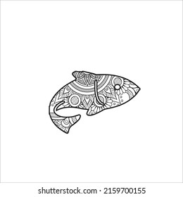  Fisch-Färbeseite Design, klarer Hintergrund, Mandalas-Design und Print-Design für Kinder