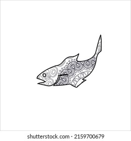  Fisch-Farbseite Design klaren Hintergrund, Mandalas-Design und Print-Design für Kinder und Erwachsene