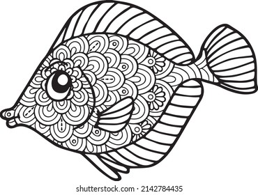 Fish Coloring Page Hand Drawing Fish Stock Vector (royalty Free 