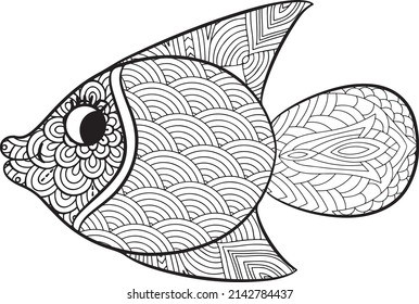 Fish Coloring Page Hand Drawing Fish Stock Vector (Royalty Free ...