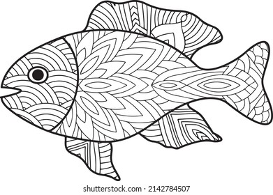 Fish Coloring Page Hand Drawing Fish Stock Vector (Royalty Free ...