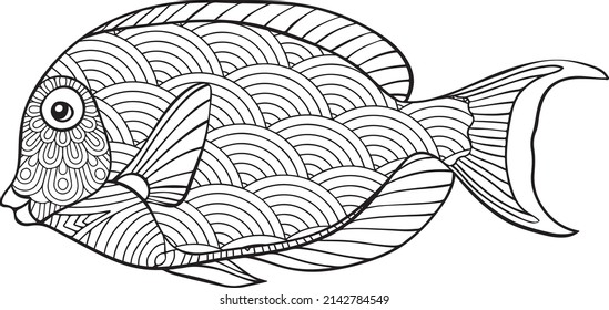 fish coloring page,
Hand drawing fish vector