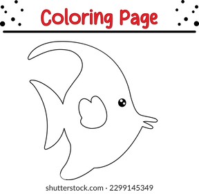 Fish coloring page. Hand drawing outline coloring pictures. Isolated items.