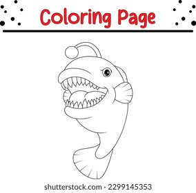 Página de coloreado de peces. Dibujo manual de imágenes coloreadas de esquema. Artículos aislados.