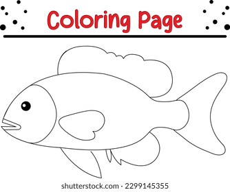 Fish coloring page. Hand drawing outline coloring pictures. Isolated items.
