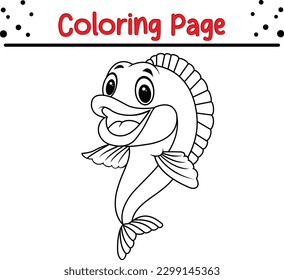 Fish coloring page  Hand drawing outline coloring pictures  Isolated items 
