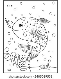 fish coloring page for kids