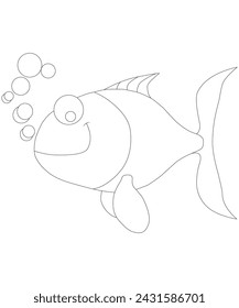 Fish coloring page for kids 