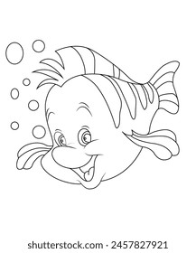 Fish coloring page for kids and adult