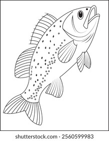 Fish coloring page for kids and adults