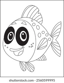 Fish coloring page for kids and adults