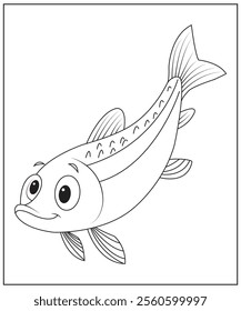 Fish coloring page for kids and adults