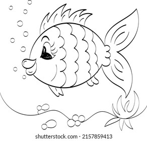 Fish Coloring Page Kids Kids Heart Stock Vector (Royalty Free ...