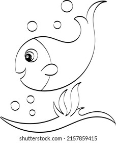 Fish Coloring page for kids and kids at heart. Printable design. 