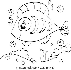 Fish Coloring Page Kids Kids Heart Stock Vector (Royalty Free ...