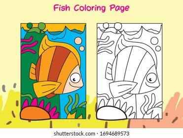 fish coloring page for kids with sample full color