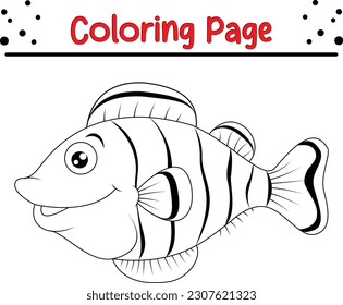 Fish coloring page for kids. sea animal coloring book for children