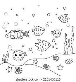 Fish Coloring Page Perfect for Childreen Book