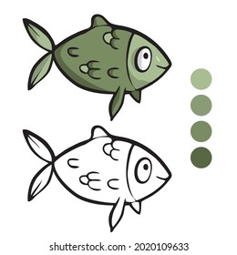 Fish Coloring page for preschool children. Learn numbers for kindergartens and schools. Educational game.