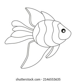 Fish Coloring Page Under Water With Bubbles