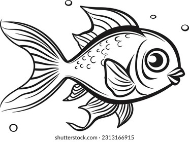 Fish, colouring book for kids, vector illustration