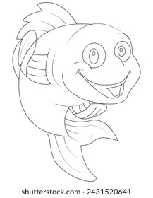 Fish colouring book pages for children