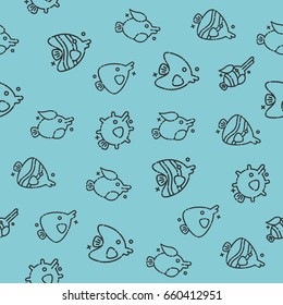 Fish concept icons pattern