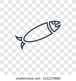 Fish concept vector linear icon isolated on transparent background, Fish concept transparency concept in outline style