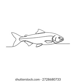fish continuous line art, silhueta de vetor de animais aquáticos