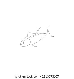 fish in continuous line art drawing style. Minimalist black linear sketch on white background. Vector illustration