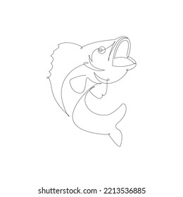 peces con estilo de dibujo en línea continua. Esbozo lineal negro minimalista sobre fondo blanco. Ilustración del vector