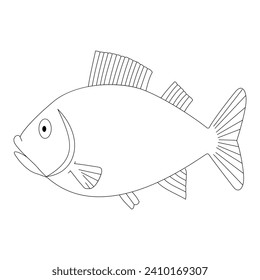 peces con estilo de dibujo en línea continua. Esbozo lineal negro minimalista sobre fondo blanco. Ilustración del vector