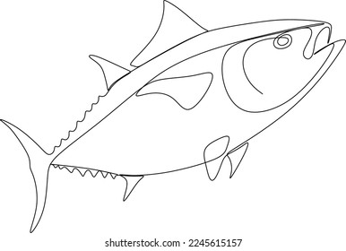 Fish continuous line vector drawing. Minimalist black linear sketch on a white background. Vector illustration