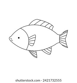 Pesca Continuo esquema de una línea de arte ilustración vectorial y diseño de tatuajes