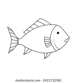 Fish  Continuous one line art outline vector  illustration and tattoo design